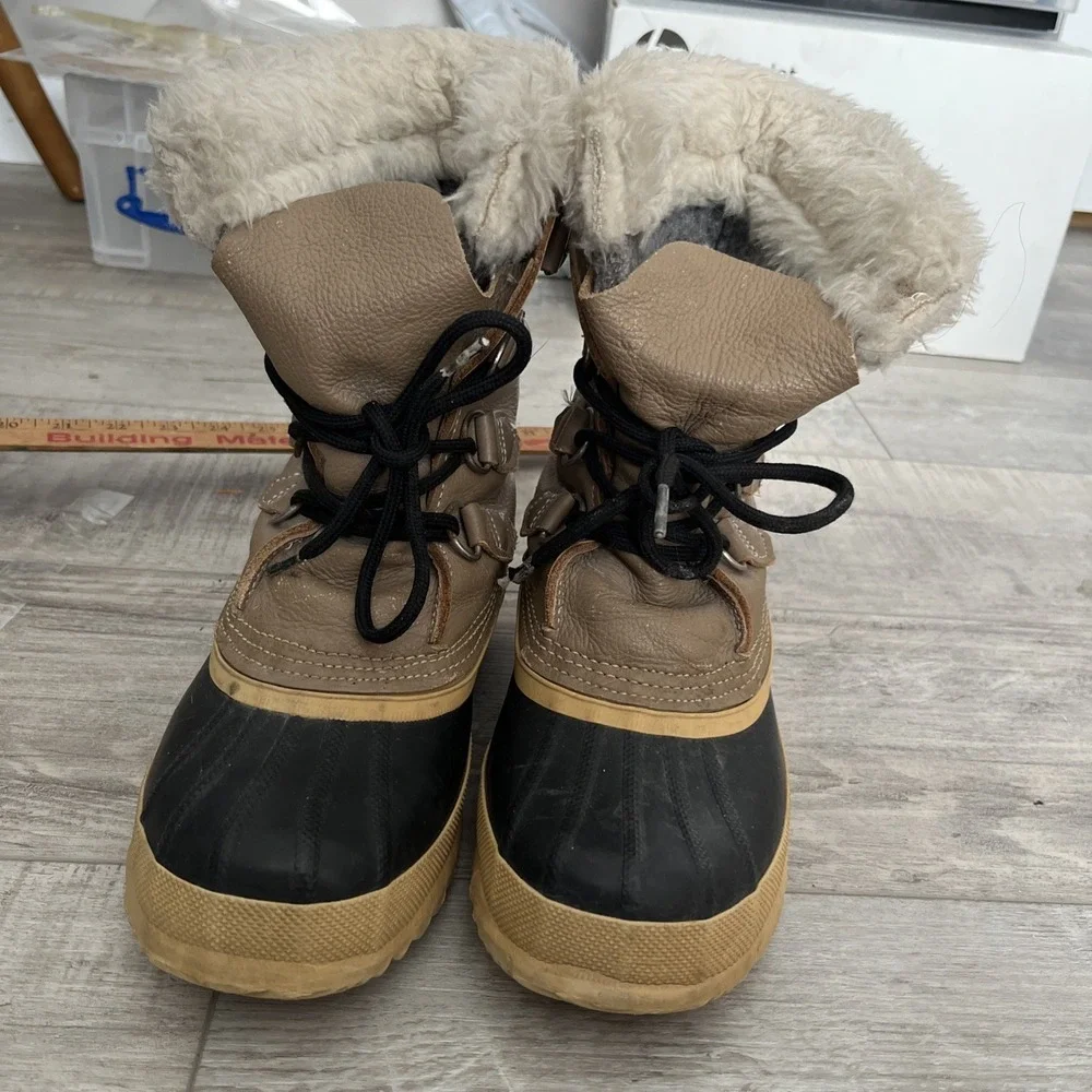 Sorel Manitou  Women's Winter Snow Boots Size‎ 6 Brown Tan Lined Vintage